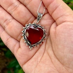 Vintage Red Heart Pendant Necklace